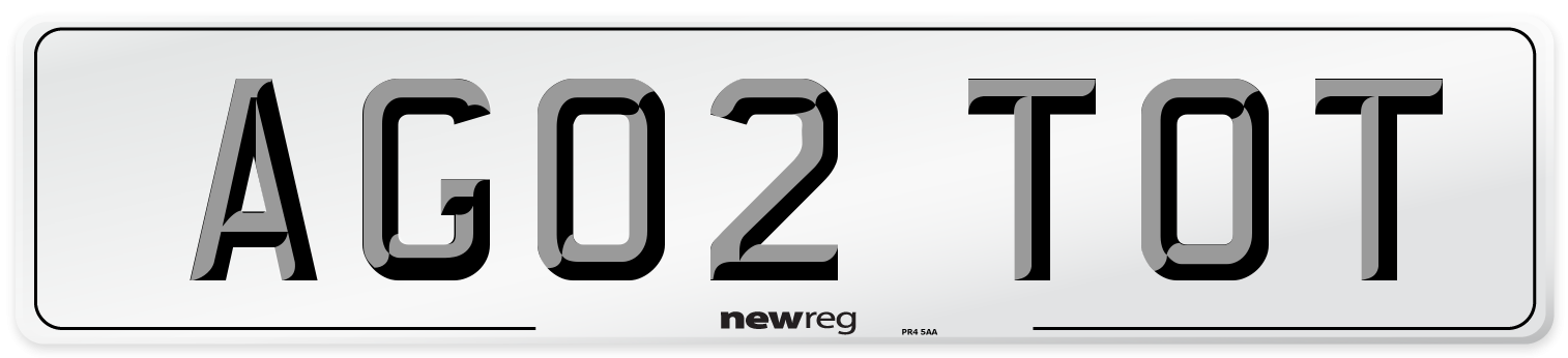 AG02 TOT Number Plate from New Reg